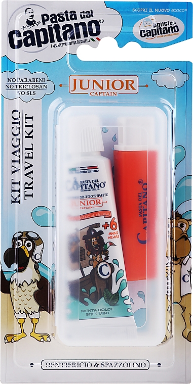 Zahnpflegeset - Pasta Del Capitano Junior Travel Kit 6+ Soft (Zahnpasta 25ml + Zahnbürste 1 St.) — Bild N1