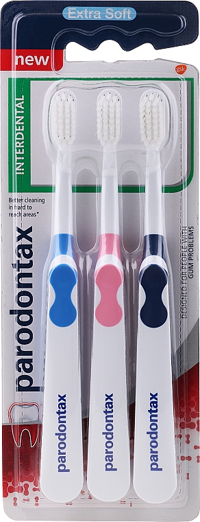 Zahnbürste extra weich blau, rosa, dunkelblau 3 St. - Parodontax Interdental Extra Soft — Bild N1