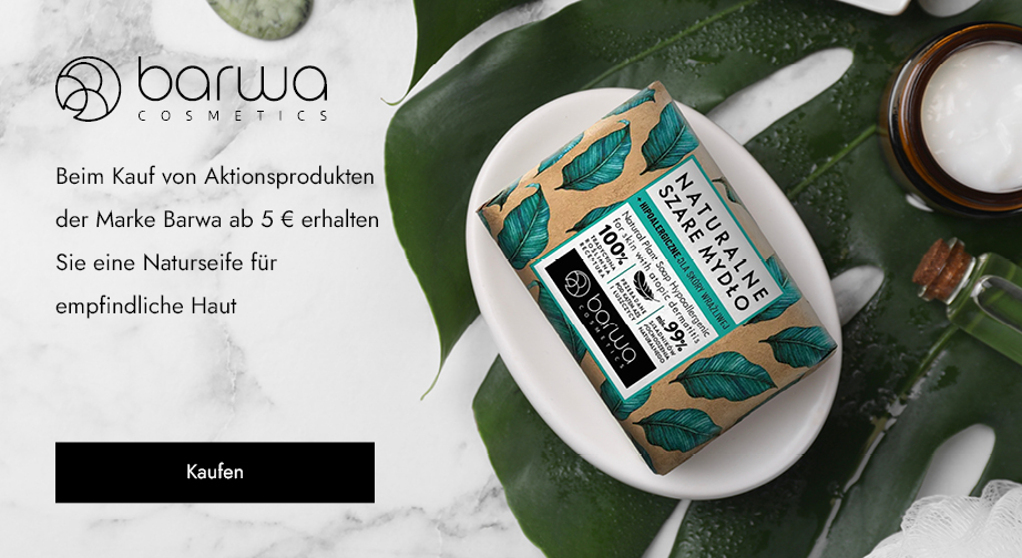 Beim Kauf von Aktionsprodukten der Marke Barwa ab 5 € erhalten Sie eine Naturseife für empfindliche Haut