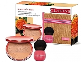 Make-up Set - Clarins Summer In Rose Gift Set (Puder 19g + Puderpinsel 1 St. + Kosmetiktasche 1 St.)  — Bild N1