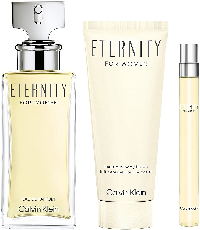 Duftset (Eau de Parfum 100 ml + Körperlotion 100 ml + Eau de Parfum 10 ml) - Calvin Klein Eternity For Woman  — Bild N1