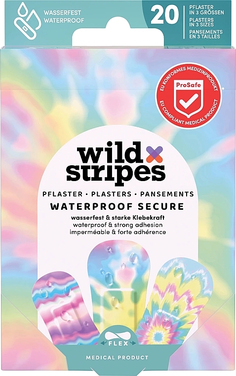 Flexible und wasserfeste Pflaster zum Schutz kleiner Wunden - Wild Stripes Plasters Waterproof Secure Rainbow — Bild N1