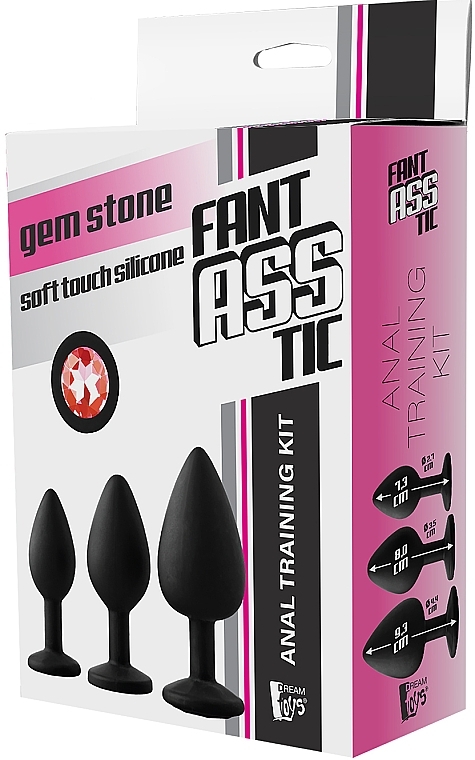 Analplugs mit rotem Stein 3 St. - Dream Toys Fantasstic Anal Training Kit Red Stone — Bild N4