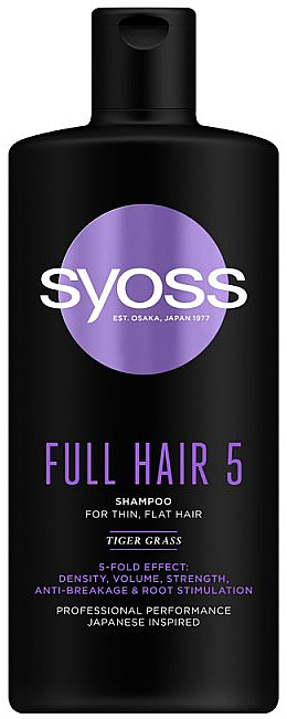 Stärkendes Shampoo mit Tiger-Gras für dünnes und plattes Haar - Syoss Full Hair 5 Shampoo — Bild N1