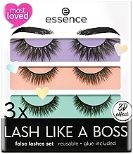 Düfte, Parfümerie und Kosmetik Künstliche Wimpern - Essence Set 3 x Lash Like A Boss 01-My Most Loved Lashes False Eyelashes 