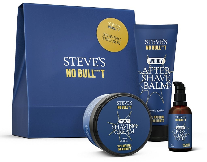 Set - Steve's No Bull***t Shaving Trio Box (sh/oil/50ml + sh/cr/100ml + a/sh/balm/100ml) — Bild N1
