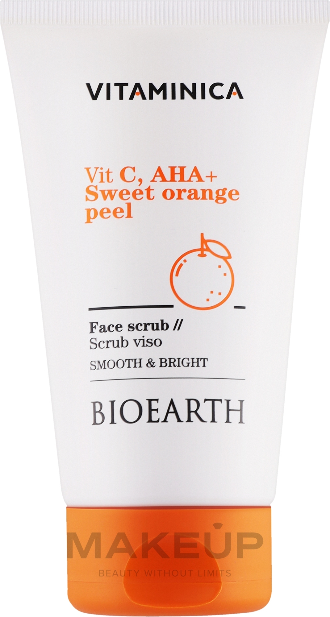 Gesichtspeeling - Bioearth Vitaminica Vit C, AHA + Sweet Orange Peel Face Scrub  — Bild 150 ml