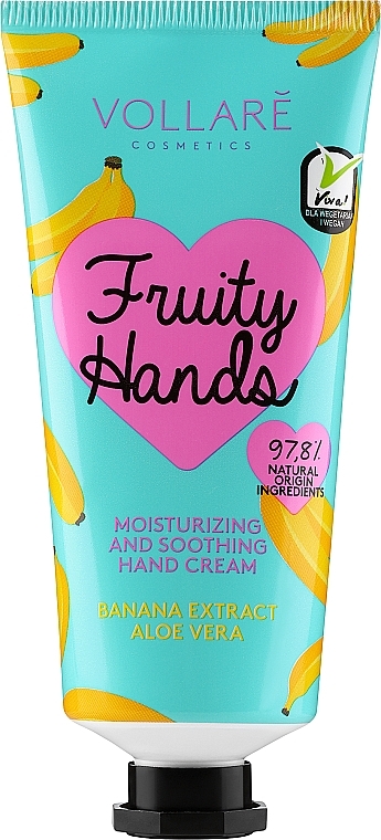 Feuchtigkeitsspendende und beruhigende Handcreme mit Bananenextrakt und Aloe Vera - Vollare Vegan Fruity Hands Hand Cream — Bild N1