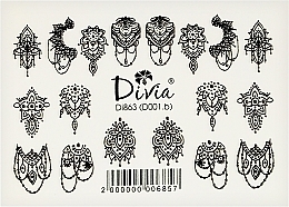 Düfte, Parfümerie und Kosmetik Dekorative Nagelsticker 3D Schwarzweiß, Di863 - Divia Nail stickers "3D" black and white, Di863 (D-013.w)