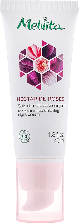 Erneuernde und feuchtigkeitsspendende Nachtcreme für Gesicht und Hals mit Muskatrosenöl - Melvita Nectar De Rose Moisture-Repienishing Night Cream — Bild N2