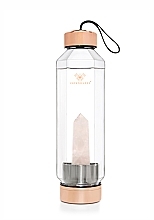 Glaswasserflasche mit Rosenquarz, 650 ml - Crystallove Hexagon Pink Quartz Bottle — Bild N1