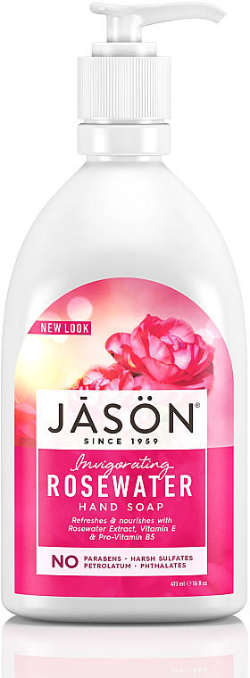 Belebende flüssige Handseife mit Rosenwasser - Jason Natural Cosmetics Invigorating Rose Water Hand Soap — Bild N1