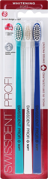 Zahnbürste weich Profi Whitening blau, hellblau, weiß 3 St. - Swissdent Profi Whitening Soft Trio-Pack — Bild N1