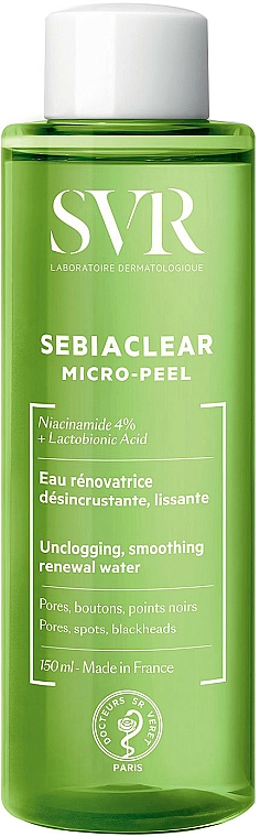 Regenerierendes und glättendes Wasser mit Niacinamid und Lactobionsäure - SVR Sebiaclear Micro Peel — Bild N1