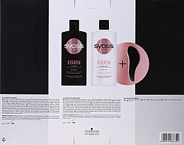 Haarpflegeset - Syoss Keratin Set (Shampoo 440ml + Conditioner 440ml + Haarbürste 1 St.) — Bild N3