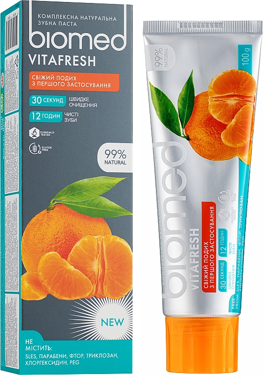 Zahnpasta mit Orangenfrische zur Stärkung des Zahnschmelzes - Biomed Vitafresh — Bild N1