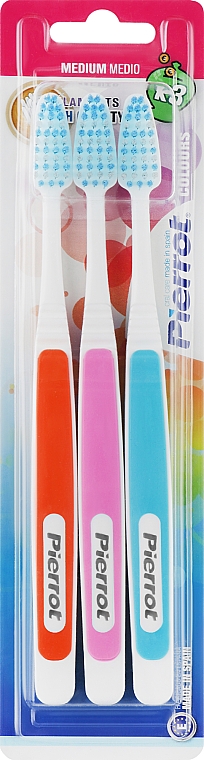 Zahnpflegeset orange, rosa, blau - Pierrot New Active — Bild N1