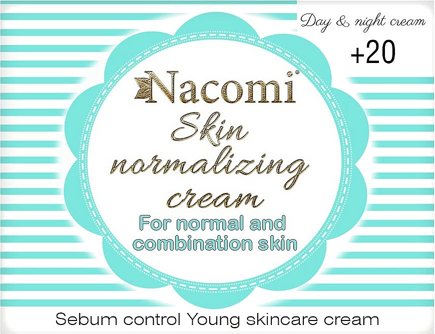 Normalisierende, pflegende und feuchtigkeitsspendende Tages- und Nachtcreme für jünge Haut mit Jojobaöl - Nacomi Normalizing Cream 20+ — Bild N1