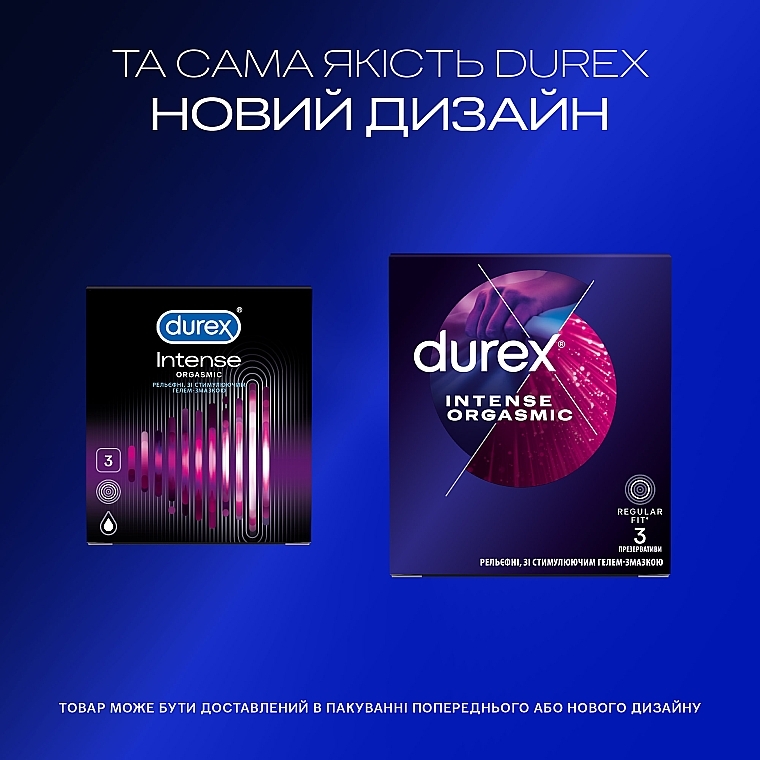 Gerippte und genoppte Kondome mit zusätzlichem Desirex-Gel befeuchtet 3 St. - Durex Intense Orgasmic — Foto N4