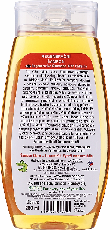 Intensiv regenerierendes Shampoo für strapaziertes Haar mit Keratin, Koffein und Rizinusöl - Bione Cosmetics Keratin + Castor Oil — Bild N6