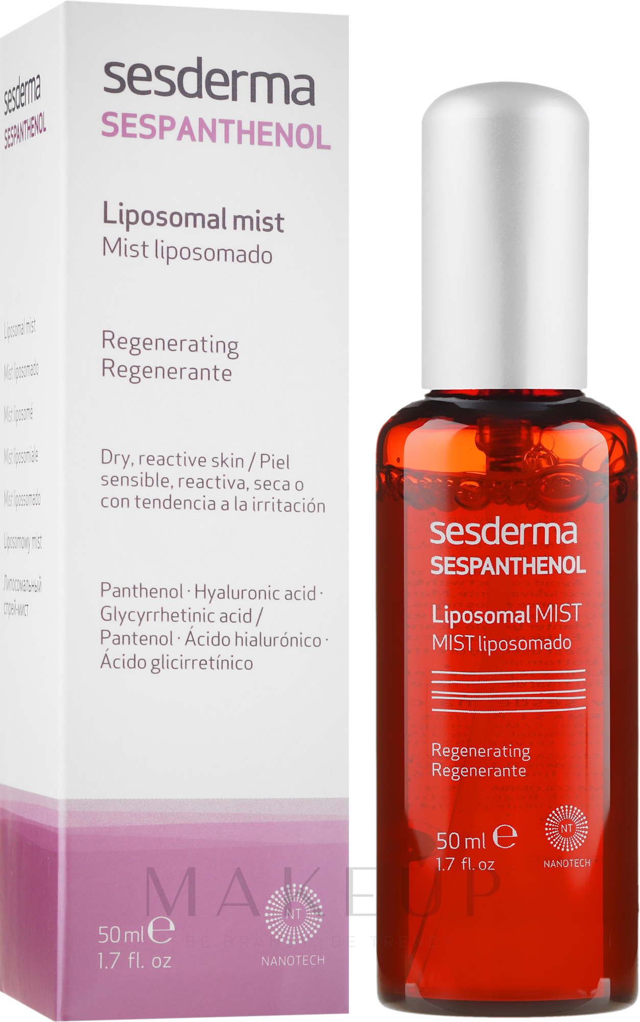 Regenerierendes liposomales Gesichtsspray für empfindliche und trockene Haut - Sesderma Sespanthenol Mist — Bild 50 ml