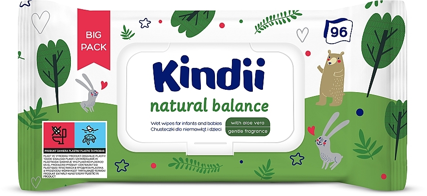 Feuchttücher für Kinder 96 St. - Kindii Natural Balance Cleanic — Bild N1