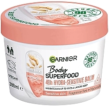 Düfte, Parfümerie und Kosmetik Feuchtigkeitsspendender Balsam für empfindliche Körperhaut - Garnier Body Superfood 48H Hydra Sensitive Balm Oat Milk+Probiotic