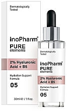 Düfte, Parfümerie und Kosmetik Gesichtsserum mit 2% Hyaluronsäure und Vitamin B5 - InoPharm Pure Elements 2% Hyaluronic Acid + B5