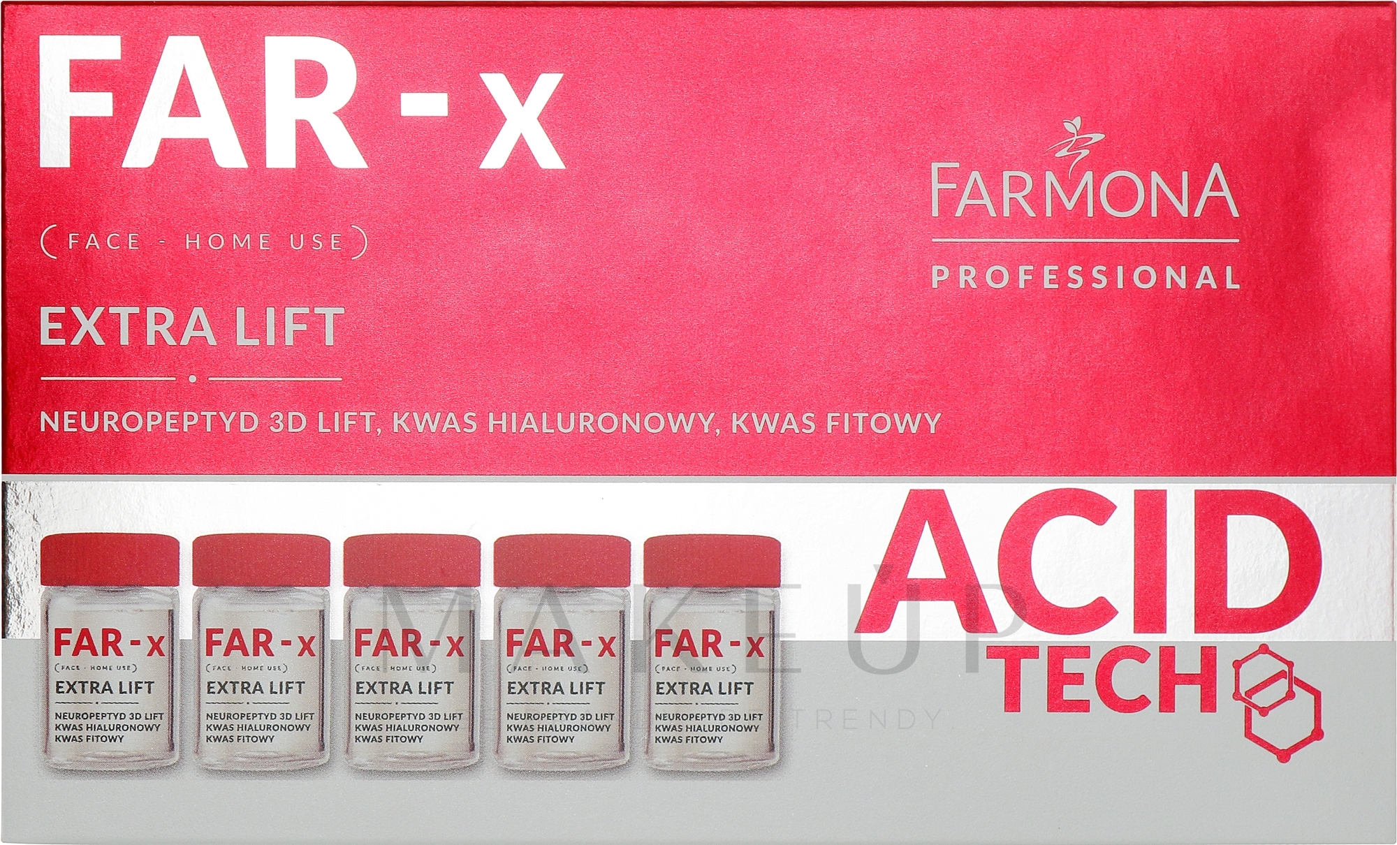 Hautstraffendes Gesichtsserum in Ampullen mit Neuropeptiden, Hyaluron- und Phytinsäure - Farmona Professional Acid Tech Far-X Extra Lift Home Use — Bild 5 x 5 ml