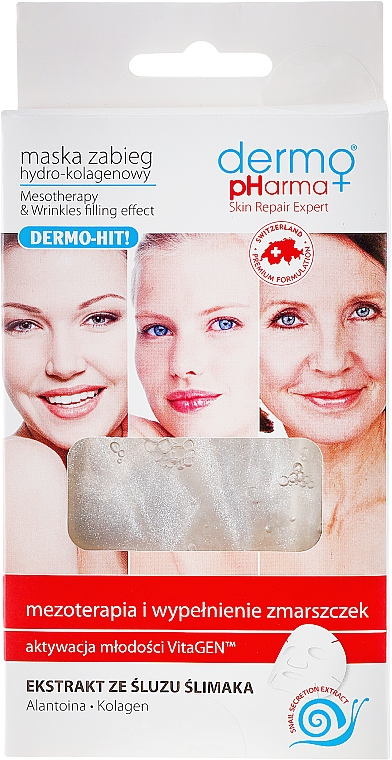 Verjüngende Tuchmaske für das Gesicht mit Schneckenschleimextrakt - Dermo Pharma Mesotherapy & Wrinkles Filling Effect — Bild N1