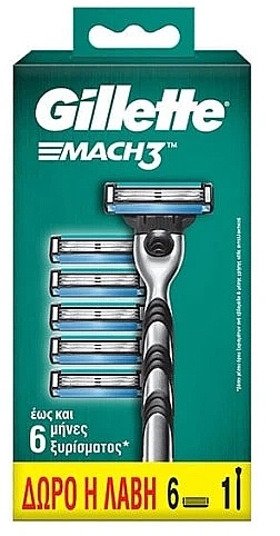 Rasierer mit 6 Ersatzklingen - Gillette Mach3 — Bild N1