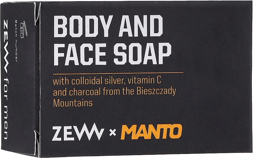 Gesichts- und Körperseife mit Vitamin C und Aktivkohle - Zew For Men X Manto Body And Face Soap — Bild N2