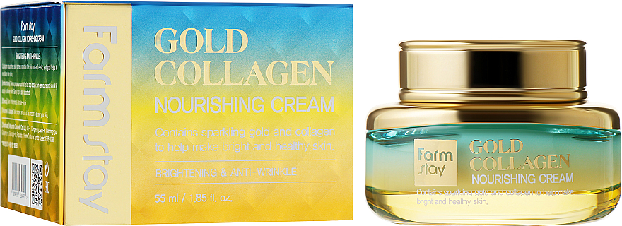 Pflegende Anti-Falten Gesichtscreme mit Goldpartikeln und Kollagen - FarmStay Gold Collagen Nourishing Cream — Bild N2