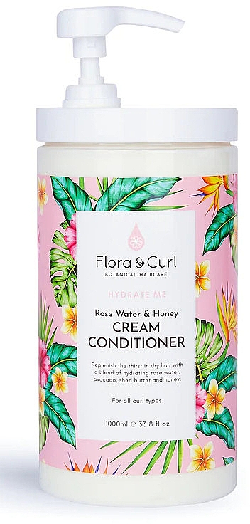 Creme-Conditioner mit Rosenwasser und Honig - Flora & Curl Hydrate Me Rose Water & Honey Cream Conditioner — Bild N2