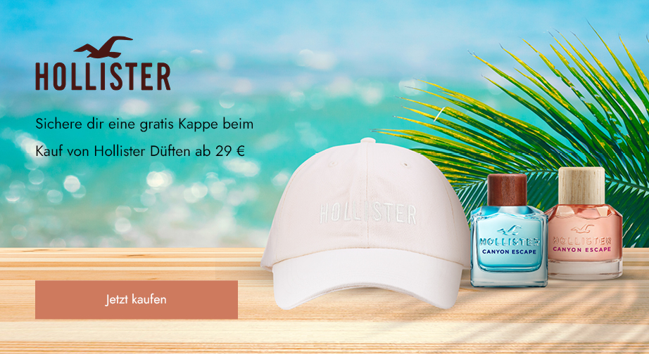 Sichere dir eine gratis Kappe beim Kauf von Hollister Düften ab 29 €