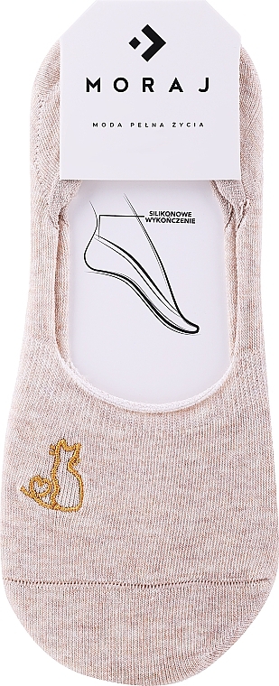 Kurze Damensocken mit Katzenstickerei, beige	 - Moraj — Bild N1