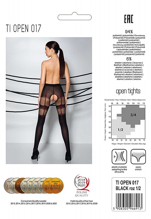 Erotische Strumpfhose mit Ausschnitt Tiopen 017 20 Den black - Passion — Bild N2