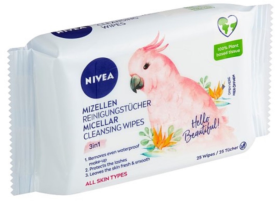 Biologisch abbaubare mizellare Abschminktücher - Nivea Biodegradable Micellar Cleansing Wipes 3 In 1 Hello Beautiful — Bild N1