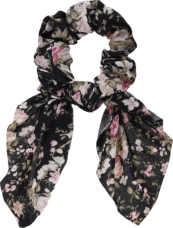 Scrunchie-Haargummi 23996 schwarz pinke Blumen - Top Choice Print — Bild N1