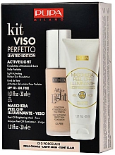 Set - Pupa Kit Viso Perfetto Active Light Cream Foundation And Maschera Peel Off Illuminante — Bild N1