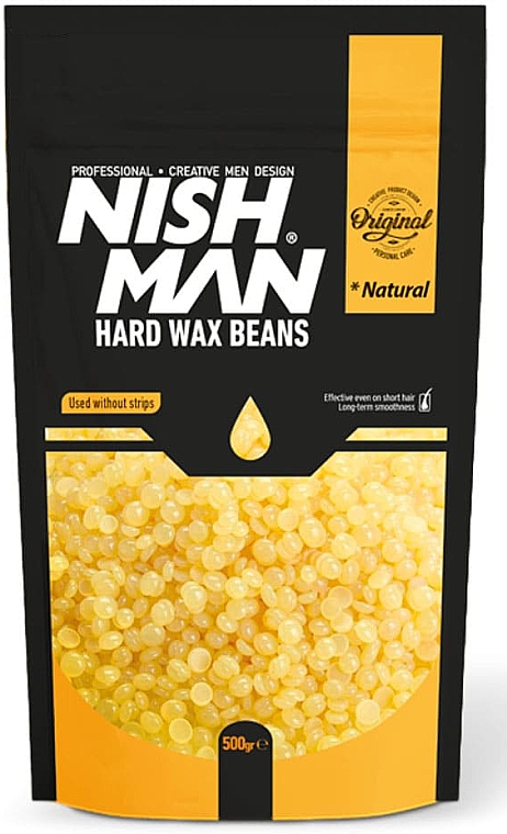 Enthaarungwachs für Männer in Granulatform - Nishman Hard Wax Beans Natural — Bild N1