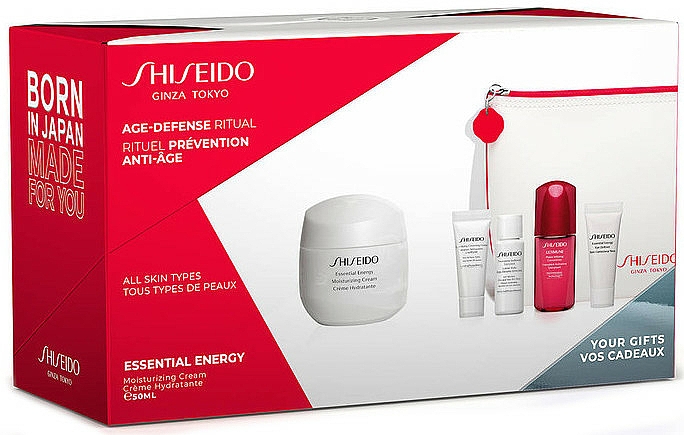 Gesichtspflegeset - Shiseido Essential Energy (Gesichtscreme 50ml + Gesichtsschaum 5ml + Gesichtslotion 7ml + Gesichtskonzentrat 10ml + Augencreme 5ml + Kosmetiktasche) — Bild N1