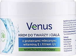 Düfte, Parfümerie und Kosmetik Feuchtigkeitsspendende und schützende Gesichts- und Körpercreme mit Vitamin E, Milchproteinen und UV-Filter - Venus Krem
