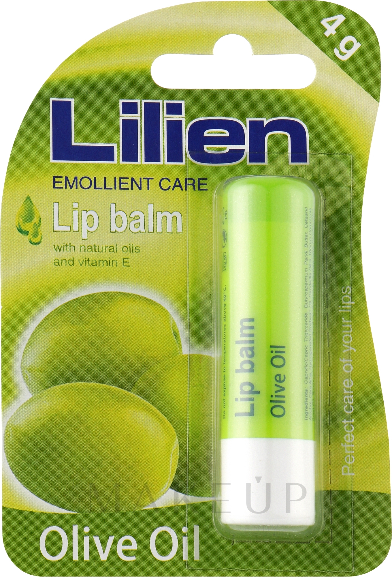 Lippenbalsam "Olivenöl" mit Naturölen und Vitamin E - Lilien Lip Balm Olive Oil — Bild 4 g