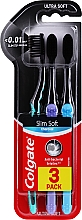 Zahnbürste Extraweich türkis, lila, blau 3 St. - Colgate Slim Soft Charcoal Ultra Soft — Bild N1