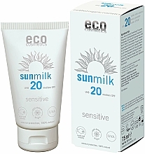 Sonnenschutzmilch für Gesicht und Körper mit Himbeerkern- und Granatapfelkernöl SPF 20 - Eco Cosmetics Sensitive Sunmilk SPF 20 — Bild N1