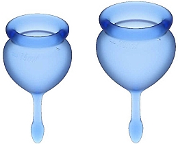 Düfte, Parfümerie und Kosmetik Menstruationstasse mit Tröpfchenschwanz blau 2 St. - Satisfyer Feel Good Menstrual Cup Dark Blue