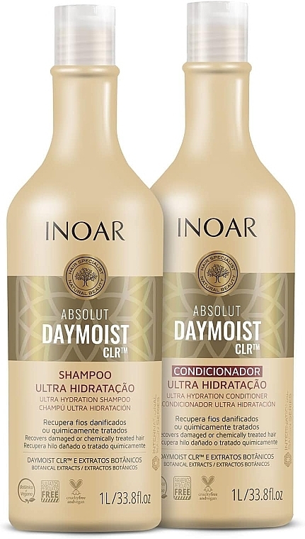 Haarpflegeset - Inoar Absolut Daymoist (Shampoo 1000 ml + Conditioner 1000ml)  — Bild N1