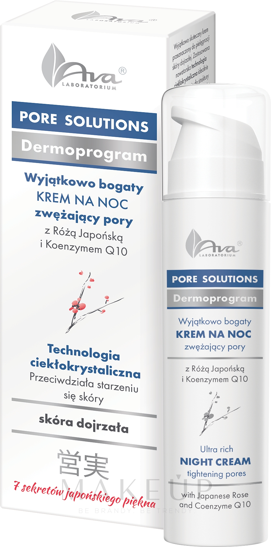 Reichhaltige Nachtcreme zur Verengung der Poren mit Q10 und Japanischer Rose - Ava Laboratorium Pore Solutions Cream — Bild 50 ml