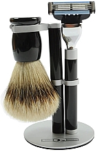 Düfte, Parfümerie und Kosmetik Set - Golddachs Pure Badger, Mach3 Black (sh/brush + razor + stand)